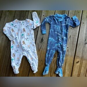 Infant baby 6-9M wonder nation & burts bee zip up footie pajamas